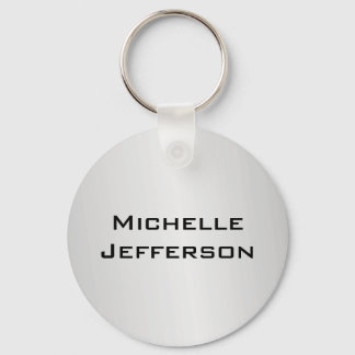 Vertical Silver Grey Stylish Trendy Modern Name Key Ring