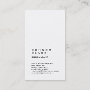 Vertical Simple Plain White Trendy Consultant Business Card
