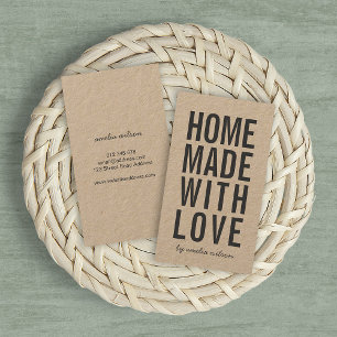 Vertical Simple Rustic Homemade With Love Kraft Business Card
