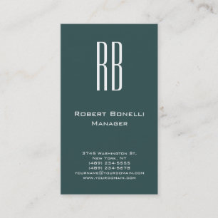 Vertical Slate Grey Modern Monogram Business Card