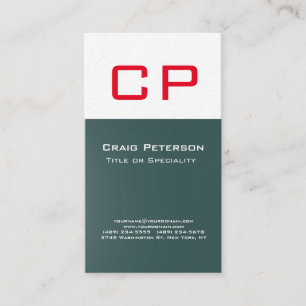 Vertical Slate Grey White Monogram Luxury Premium Business Card