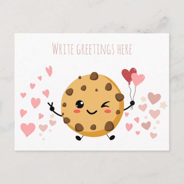 Vertical Smiling Cookie Teacher Thank You Card  (Front)