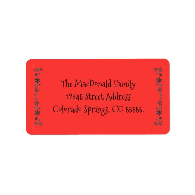 Vertical Snowflakes Red - Address Label (Front)
