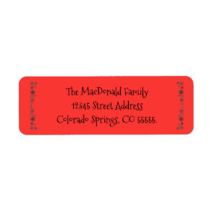 Vertical Snowflakes Red - Return Address Label