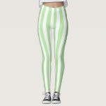Vertical Soft Green and White Stripes Leggings<br><div class="desc">Abstract digital art of vertical soft green and white stripes</div>