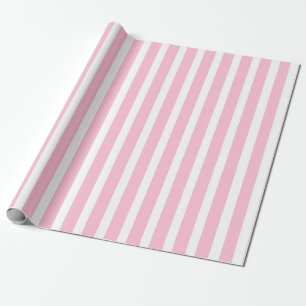 Vertical Soft Pink and White Stripes Wrapping Paper