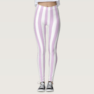 Vertical Soft Purple and White Stripes Leggings