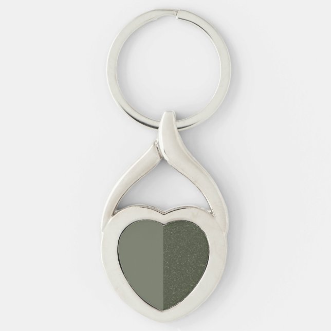 Vertical Split Moss Green Heart Keychain (Custom) (Front)