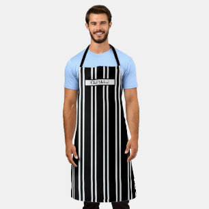Vertical Stripe #4 DIY Colours Black White SV Apro Apron