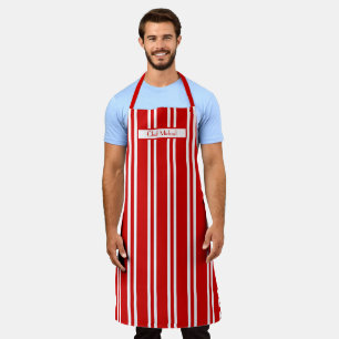 Vertical Stripe #4 DIY Colours Red White SV Apron