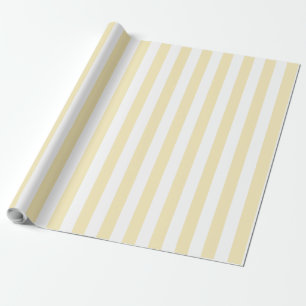 Vertical Stripe Pattern in Butter Yellow and White Wrapping Paper