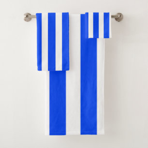 Vertical Stripe Sailor Blue & White Pattern Bath Towel Set