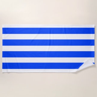 Vertical Stripe Sailor Blue & White Pattern Beach Towel