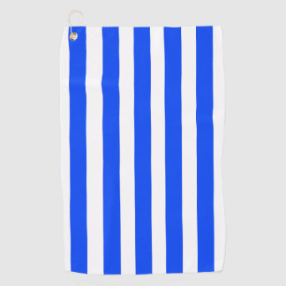 Vertical Stripe Sailor Blue & White Pattern Golf Towel