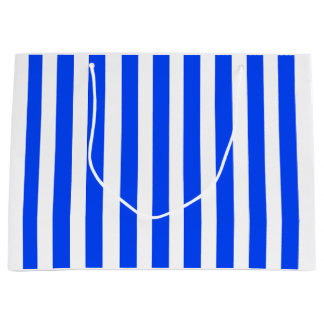 Vertical Stripe Sailor Blue & White Pattern Large Gift Bag