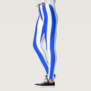 Vertical Stripe Sailor Blue & White Pattern Leggings