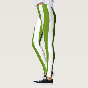 Vertical Striped Designer ~ Green ~ White ~ Leggings