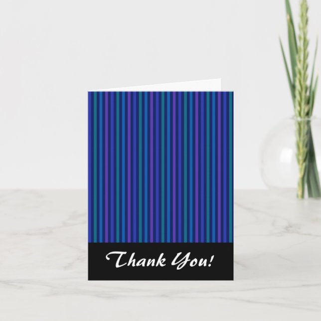 Vertical Striped Pattern Blue Green Purple Thank You Card (Front)