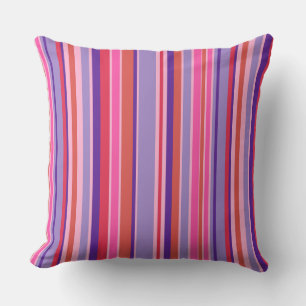 Vertical striped pattern lilac pink tones cushion