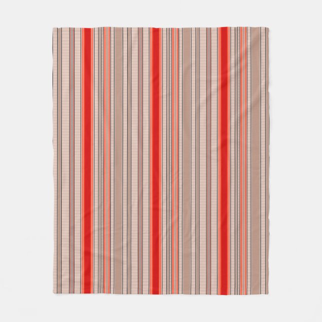 vertical striped textured pattern in orange and be fleece blanket (Front)