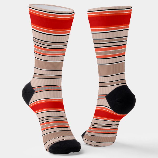 vertical striped textured pattern in orange and be socks (Angled)