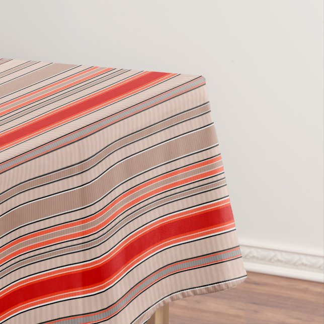 vertical striped textured pattern in orange and be tablecloth (In Situ)