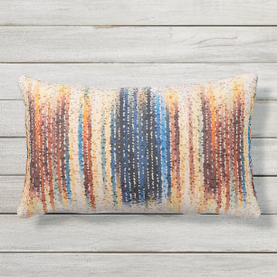 Vertical stripes, abstract, colourful, modern lumbar cushion
