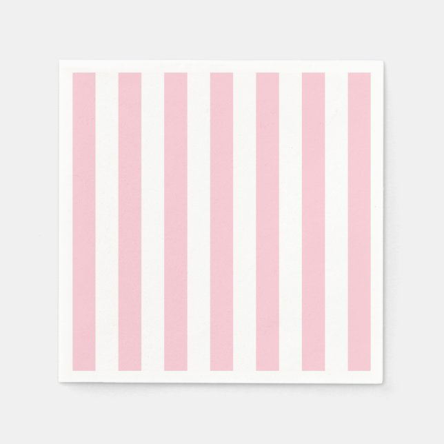 Vertical Stripes Baby Pink And White Striped Napkin (Front)