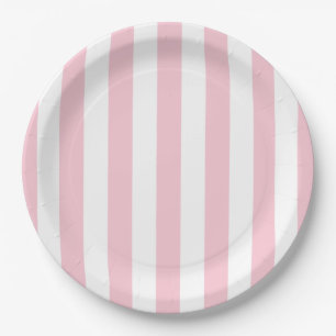 Vertical Stripes Baby Pink And White Striped Paper Plate