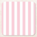 Vertical Stripes Baby Pink And White Striped Square Paper Coaster<br><div class="desc">Vertical Stripes – light pink and white striped pattern.</div>