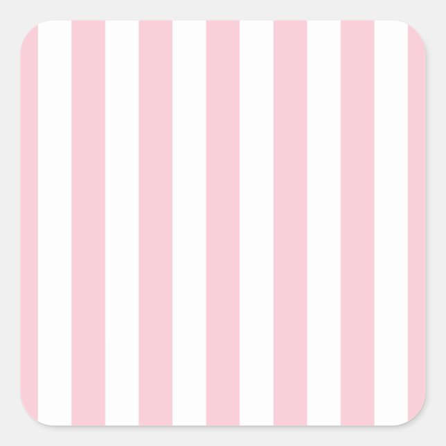 Vertical Stripes Baby Pink And White Striped Square Sticker (Front)