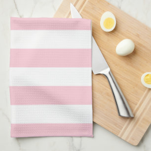 Vertical Stripes Baby Pink And White Striped Tea Towel