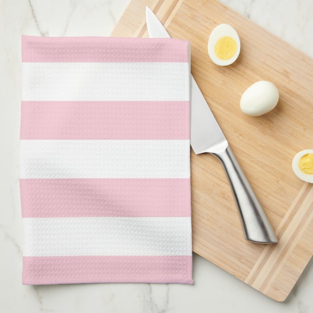 Vertical Stripes Baby Pink And White Striped Tea Towel (Quarter Fold)