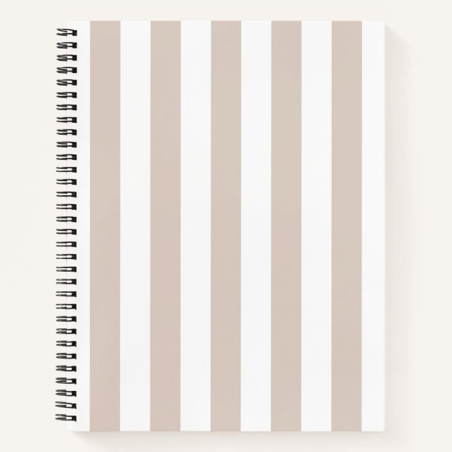Vertical Stripes Beige And White Striped Notebook (Front)