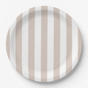 Vertical Stripes Beige And White Striped Paper Plate