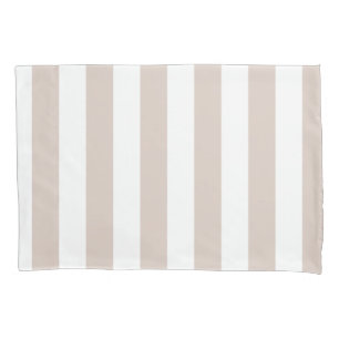 Vertical Stripes Beige And White Striped Pillowcase