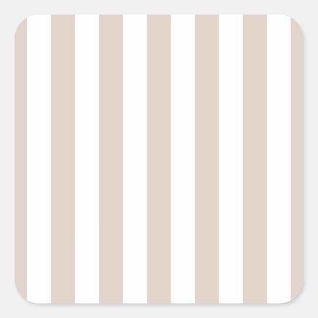 Vertical Stripes Beige And White Striped Square Sticker (Front)
