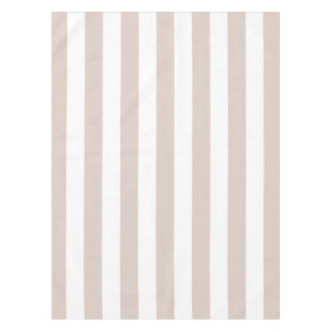 Vertical Stripes Beige And White Striped Tablecloth