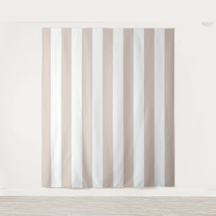Vertical Stripes Beige And White Striped Tapestry