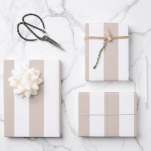 Vertical Stripes Beige And White Striped Wrapping Paper Sheet