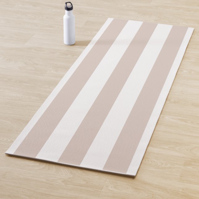 Vertical Stripes Beige And White Striped Yoga Mat (In Situ)
