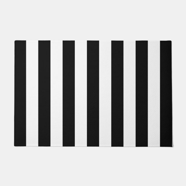 Vertical Stripes Black And White Striped Doormat (Front)