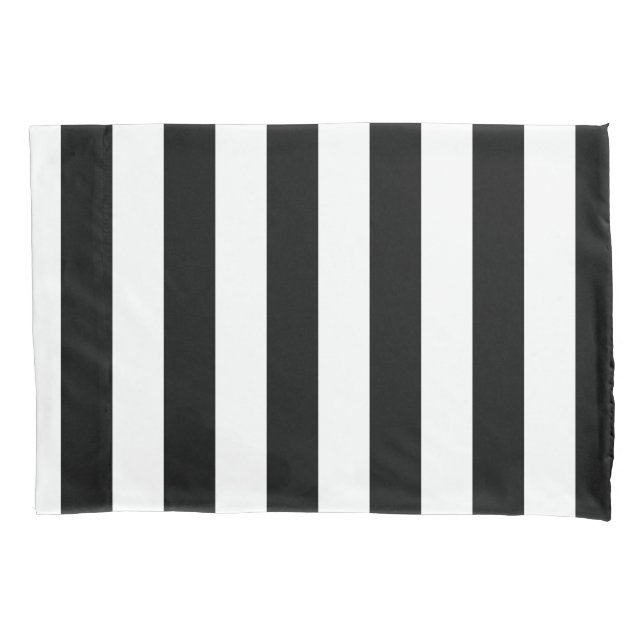 Vertical Stripes Black And White Striped Pillowcase (Front)
