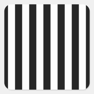 Vertical Stripes Black And White Striped Square Sticker