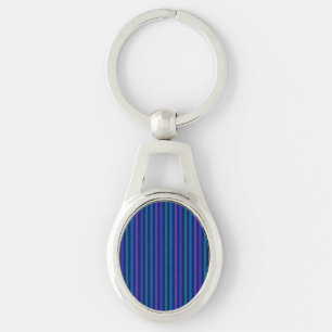 Vertical Stripes Blue Green Purple Key Ring