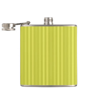 Vertical Stripes Chartreuse Yellow Green Hip Flask
