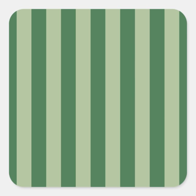 Vertical Stripes Forest Green Striped Square Sticker (Front)