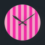 Vertical Stripes Hot Pink Round Clock<br><div class="desc">Vertical Stripes – pink and hot pink.</div>