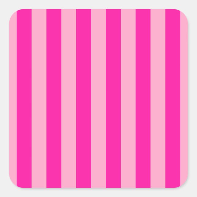 Vertical Stripes Hot Pink Square Sticker (Front)