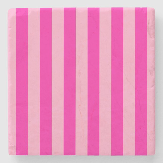 Vertical Stripes Hot Pink Stone Coaster (Front)